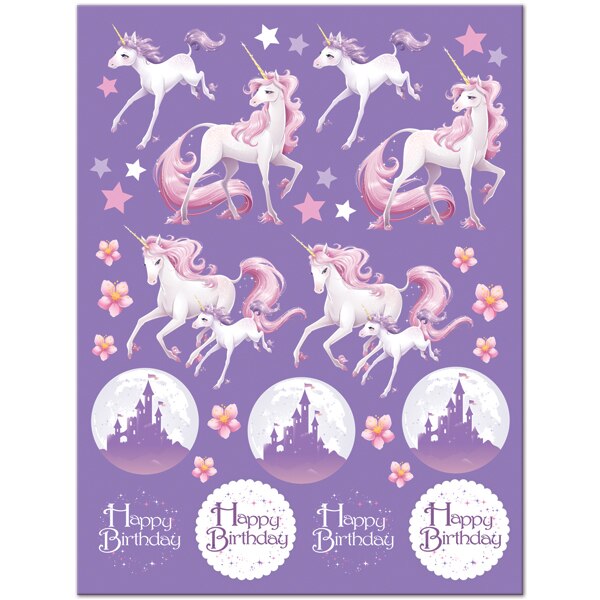 Unicorn Fantasy Birthday Stickers, set, 4 count