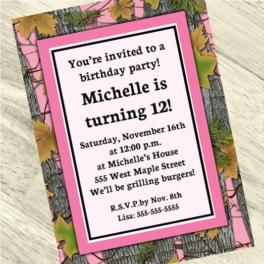 Birthday Direct's Camouflage Pink Party Custom Invitations