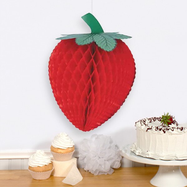 Strawberry 3-D Tissue Decoration, 14 inch, each