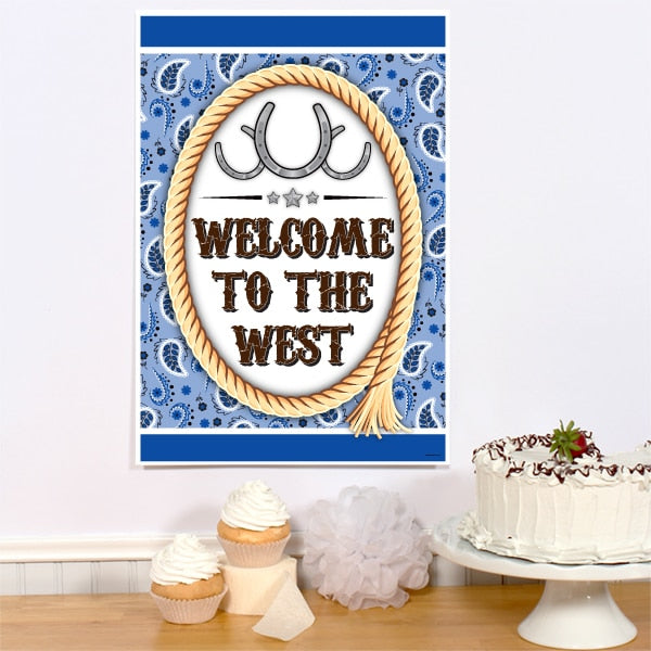 Bandana Blue Party Sign, 8.5x11 Printable PDF Digital Download by Birthday Direct