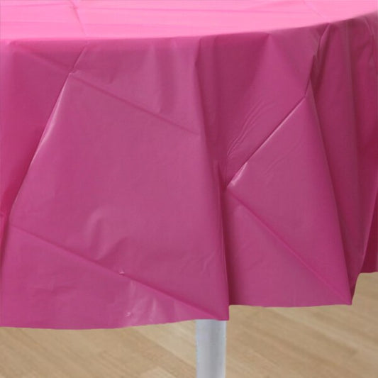 Hot Pink Table Cover, Round, 84 in