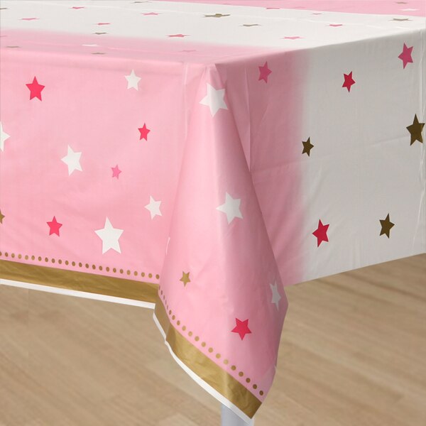 Twinkle Little Star Pink Table Cover, 54 x 102 inch