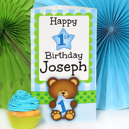 Birthday Direct's Bear 1st Birthday Blue Custom Centerpiece
