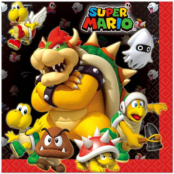 Super Mario Brothers Lunch Napkins, 6.5 inch fold, set of 16