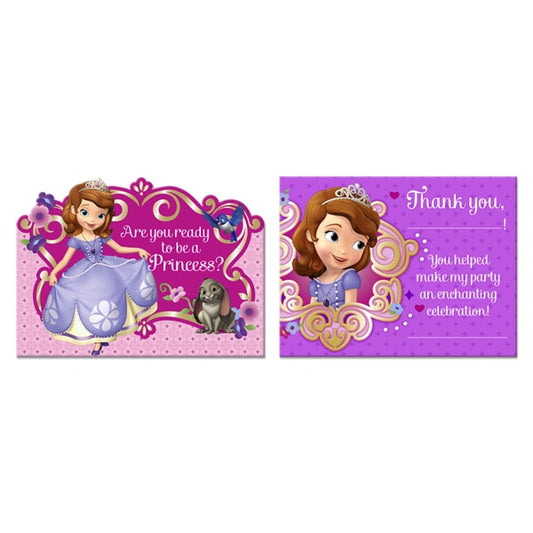 Sofia The First Fill In Invitation and Thank You Set, 4 x 5 in, 8 ct