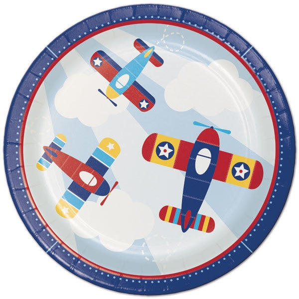 Vintage Airplane Party Dinner Plates, 9 inch, 8 count