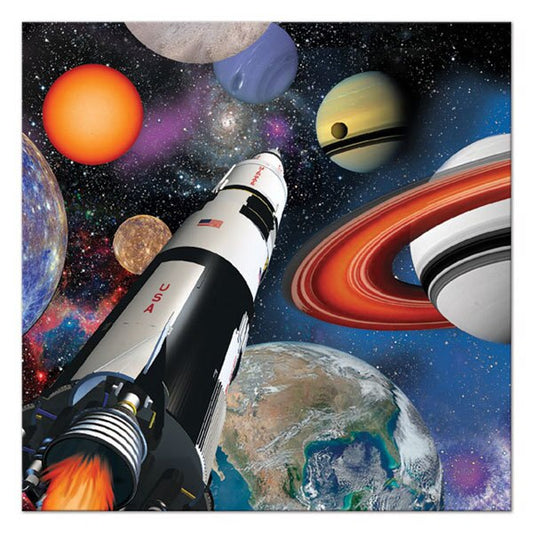 Space Solar System and Rocket Beverage Napkins, 5 inch fold, set of 16