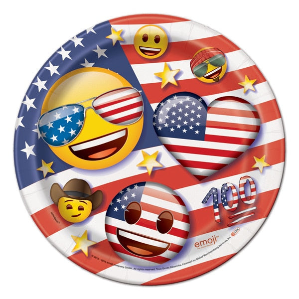 Emoji Party Patriotic Dessert Plates, 7 inch, 8 count