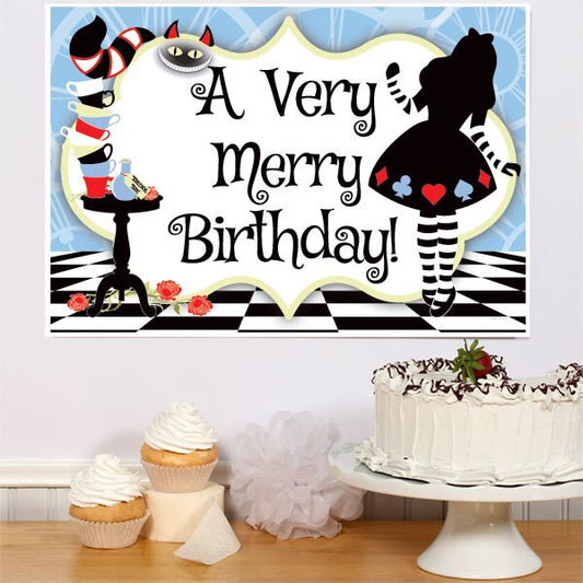 Alice in Wonderland Birthday Sign, 8.5x11 Printable PDF Digital Download by Birthday Direct
