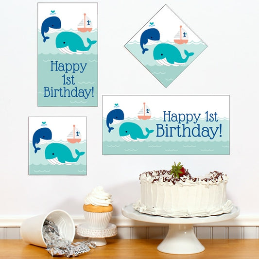 Birthday Direct's Little Whale 1st Birthday Blue Sign Cutouts