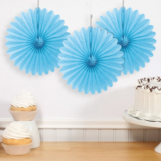 Tissue Fans Baby Blue, 6 inch, 2 sets of 3