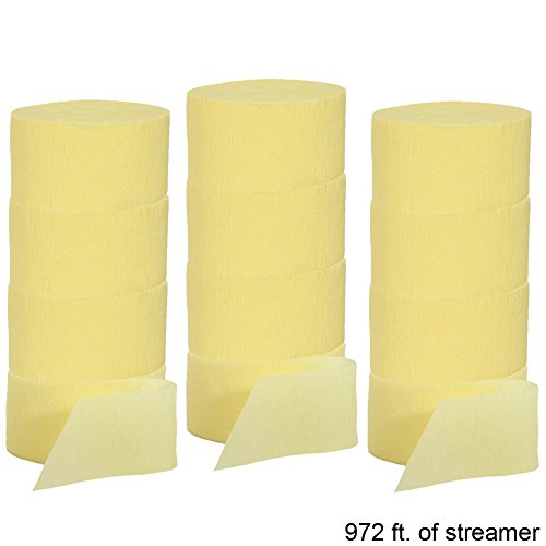 Crepe Streamers 12-81 Foot Rolls Light Yellow, 972 feet, set of 12