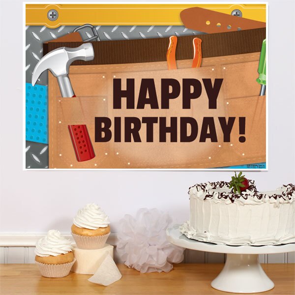 Carpenter Tools Birthday Sign, 8.5x11 Printable PDF Digital Download by Birthday Direct