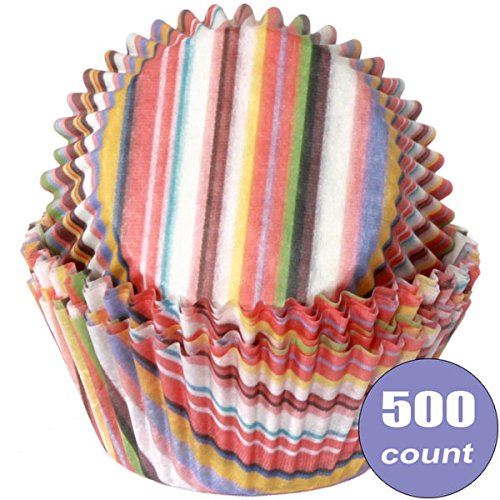Cupcake Standard Size Greaseproof Paper Baking Cup Multicolored Stripe, standard, 500 count