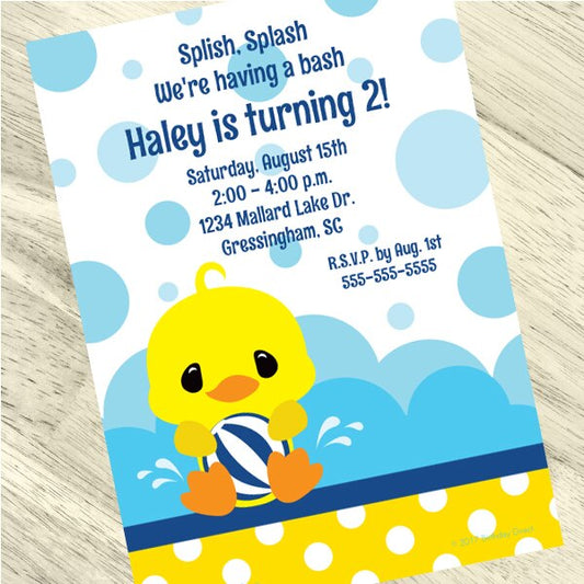 Birthday Direct's Little Ducky Party Custom Invitations
