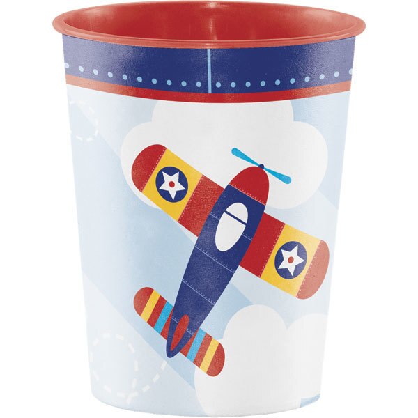 Vintage Airplane Party Plastic Favor Cups, 16 ounce, set of 6