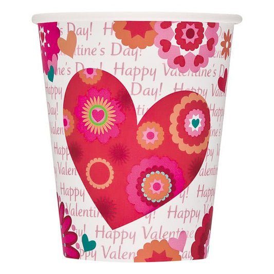 Valentine Hearts in Bloom Cups, 9 oz, 8 ct