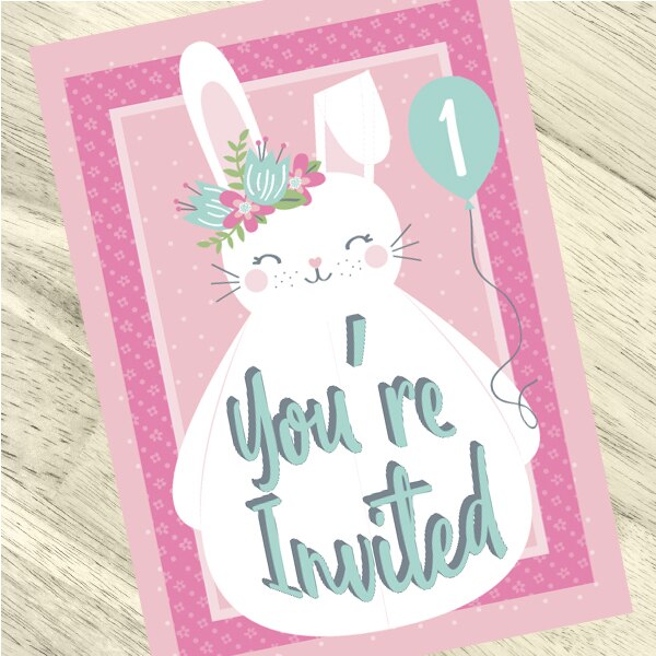 Birthday Direct's Bunny 1st Birthday Invitations