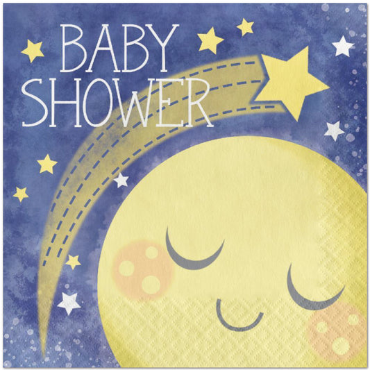 To the Moon and Back Baby Shower Lunch Napkins, 6.5 inch fold, set of 16