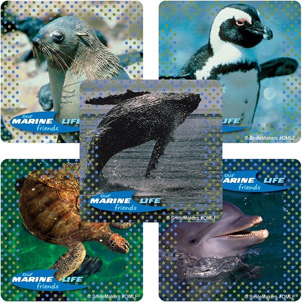 Marine Life Stickers, 2.5 inch, 30 count