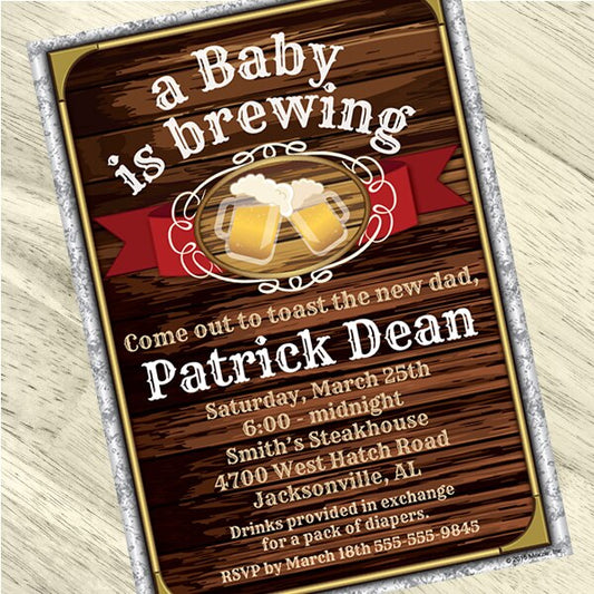 Birthday Direct's Beer Dad Baby Shower Custom Invitations