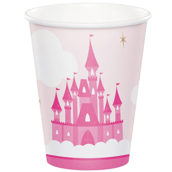 Pink Princess Castle Party Cups, 8 oz, 8 ct