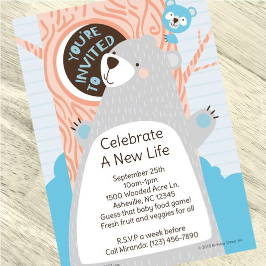 Birthday Direct's Bear Baby Shower Custom Invitations