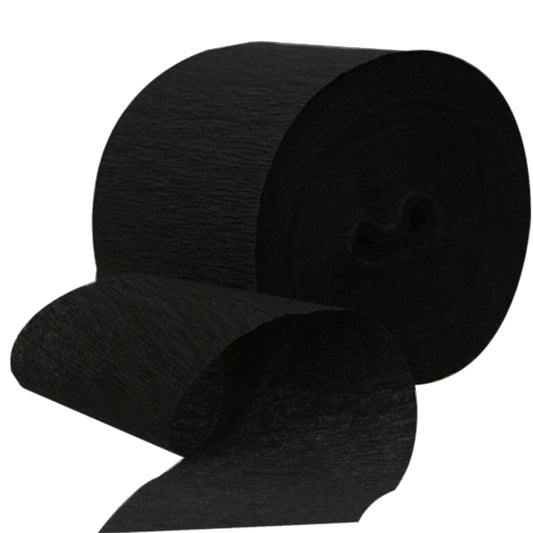 Streamer Roll, Black Crepe Paper, 81 feet, each