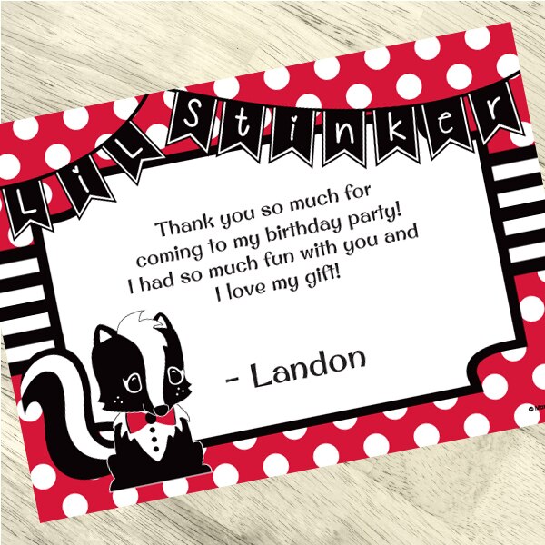 Birthday Direct's Little Skunk Party Custom Thank You