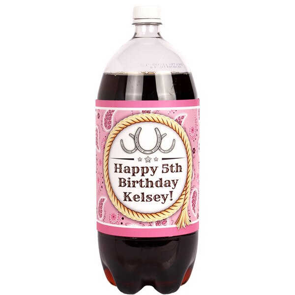 Birthday Direct's Bandana Pink Party Custom Bottle Labels