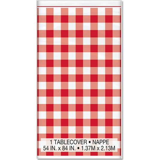 Red and White Gingham Table Cover, 54 x 84 inch, each
