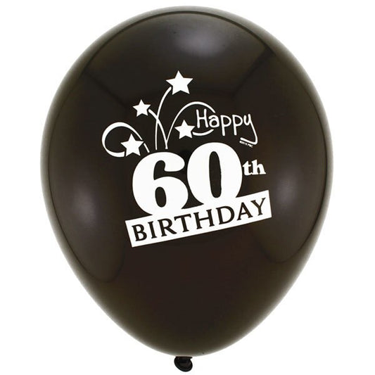 60th Birthday Latex Balloons, 12 inch, 8 count