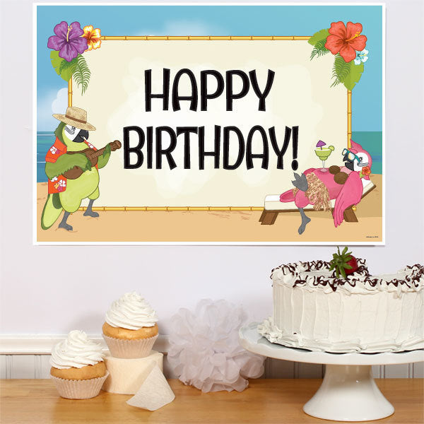 Parrot in Paradise Birthday Sign, 8.5x11 Printable PDF Digital Download by Birthday Direct