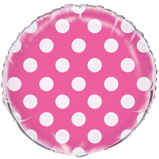 Hot Pink with White Dot Foil Balloon, 18 inch, each