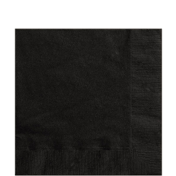 Midnight Black Beverage Napkins, 5 inch fold, set of 20