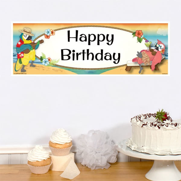 Parrot in Paradise Birthday Tiny Banner, 8.5x11 Printable PDF Digital Download by Birthday Direct