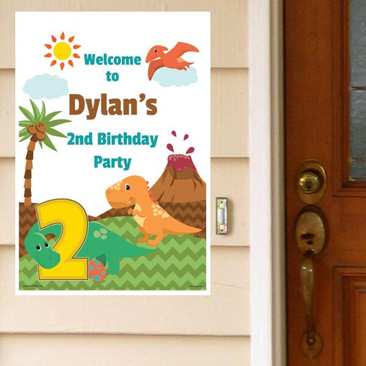 Birthday Direct's Little Dinosaur 2nd Birthday Custom Door Greeter