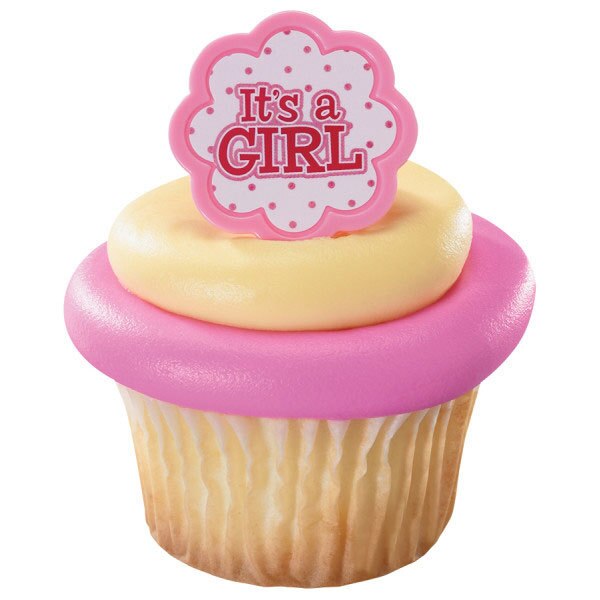 It's a Girl Cupcake and Favor Rings, decor, set of 24