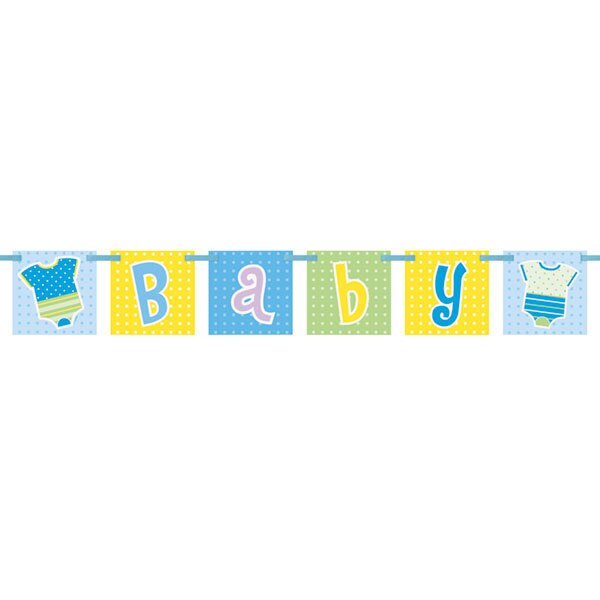 Blue Baby Shower Ribbon Banner, 3.4 feet, each