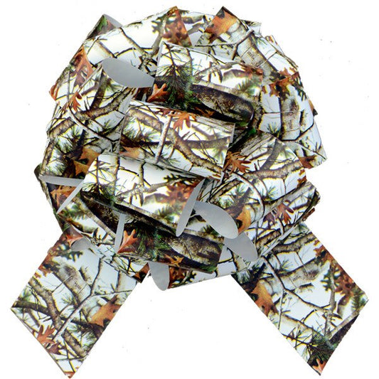 Camouflage White Party Pull Bow, 8 inch, each