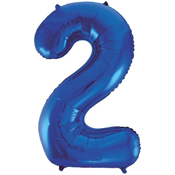 Blue Glitz Number 2 Foil Balloon, 34 inch, each