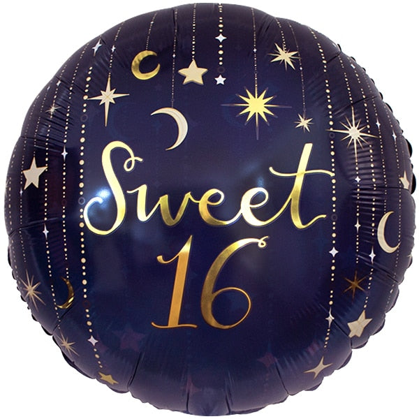 Starry Sweet 16 Foil Balloon, 18 inch, each