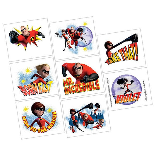 Incredibles 2 Temporary Tattoos, set, 8 count