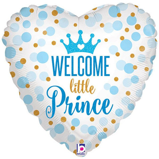 Welcome Little Prince Heart Foil Balloon, 18 inch, each
