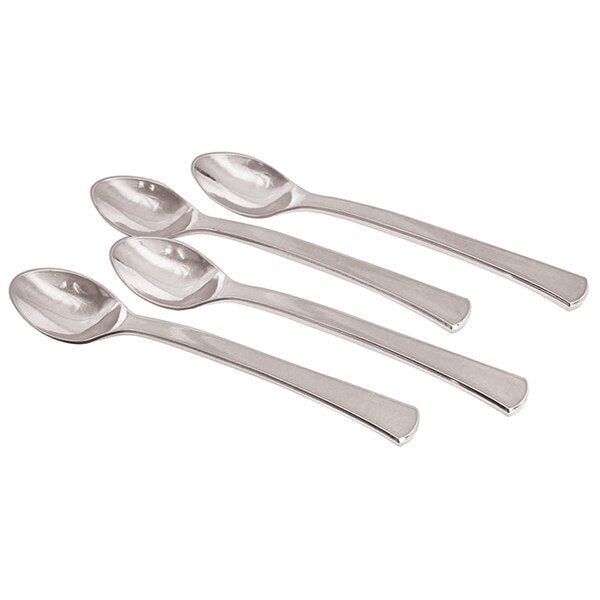 Silver Metallic Plastic Cocktail Spoons, 24 count