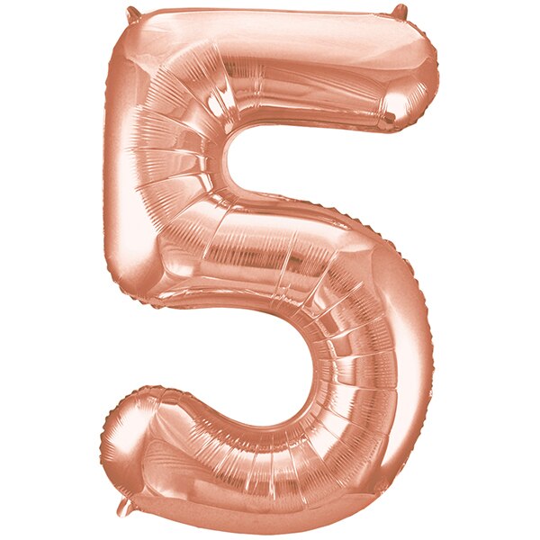 Rose Gold Number 5 Foil Balloon, 34 inch, each