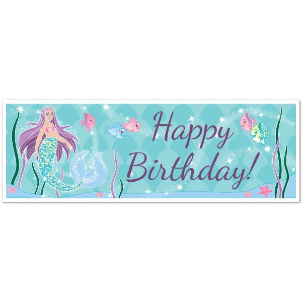 Mermaid Sparkle Birthday Tiny Banner, 8.5x11 Printable PDF Digital Download by Birthday Direct