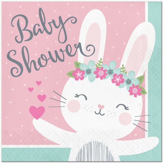 Little Bunny Baby Shower Lunch Napkins, 6.5 inch fold, set of 16