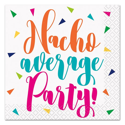 Fiesta Fun Nacho Average Party Beverage Napkins, 5 inch fold, set of 16