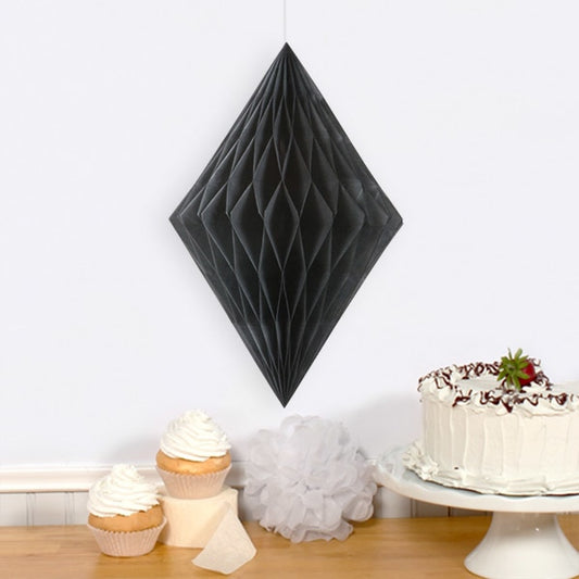 Midnight Black Diamond Tissue Decoration, 14 inch